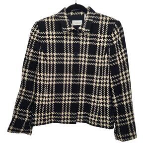 NWT Villager Liz Claiborne Onyx Cream Check Fall Classic Career Jacket Women 10